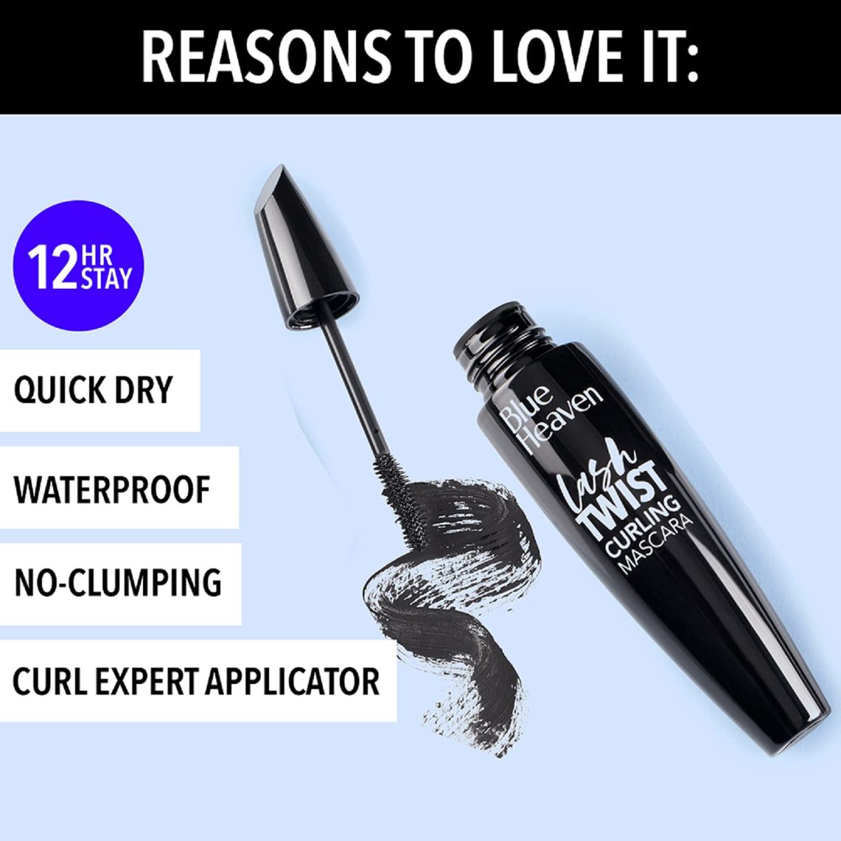 Blue Heaven Lash Twist Curling Mascara Waterproof Black | Quick Dry | No Clumping | Long Lasting Mascara for Women | 12ml - Image 3