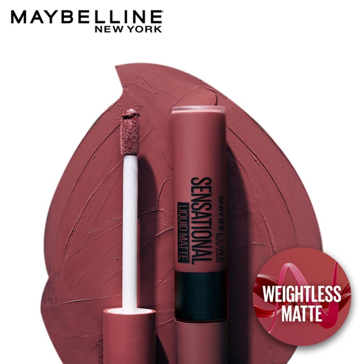 Maybelline New York Lipstick, Matte Finish, Non-Sticky and Non-Drying, Sensational Liquid Matte, 21 Nude Nuance, 7ml - Image 4