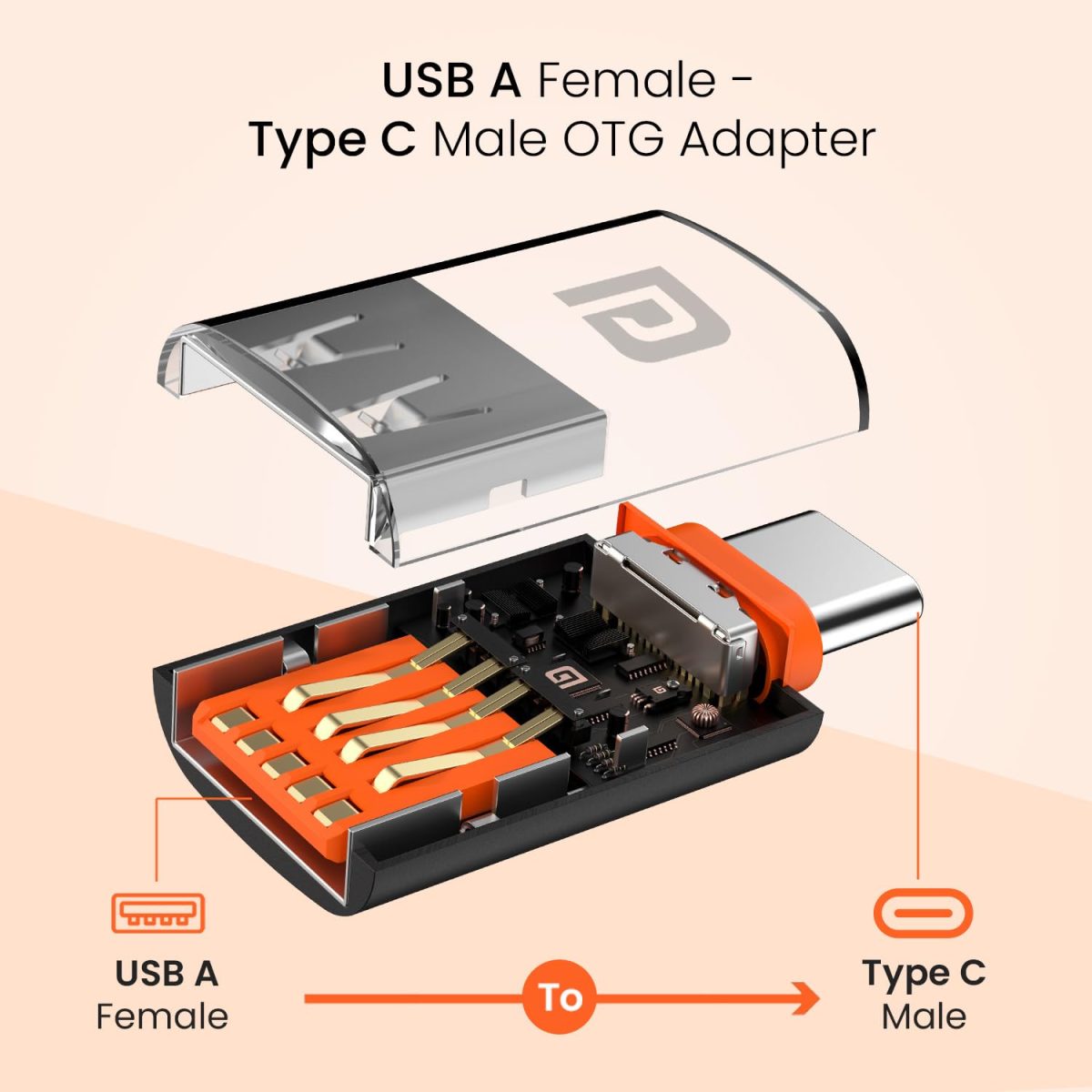 Portronics Bridge Y USB 3.0 to Type C OTG Adaptor, 10Gbps High Speed Data Transfer, Thunderbolt to USB Adapter, Compatible for All Type C Devices, Smartphone, Laptops, Tablets, Chargers, MacBook - Image 3