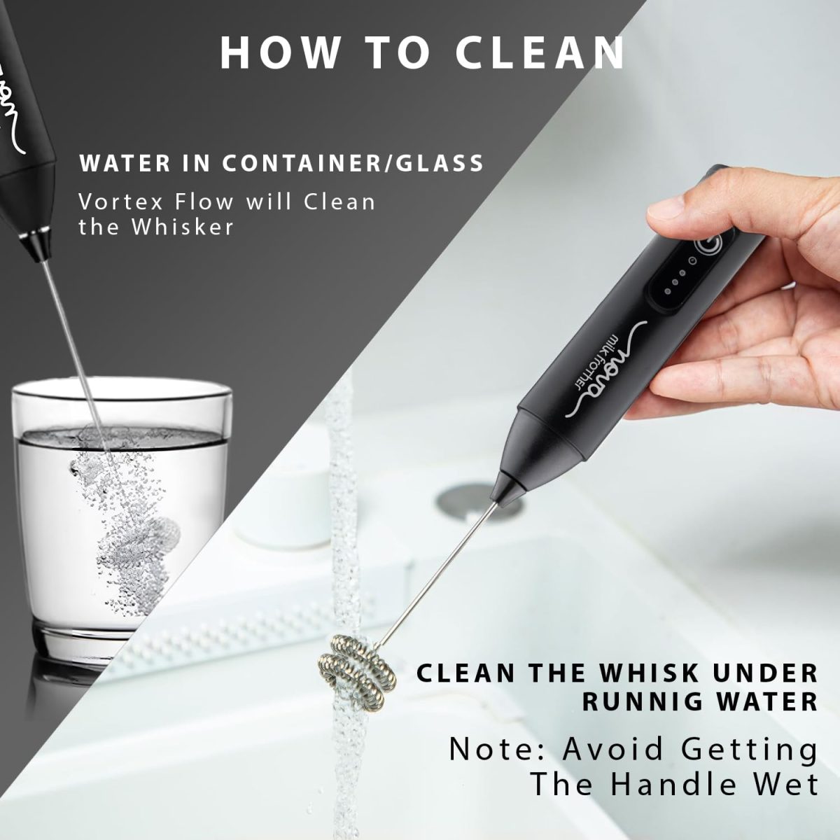 Nova Rechargeable Milk Frother & Coffee Whisker with Dual Spring Tech | 1 Year Replacement Warranty | Free Coffee Frothing Recipe Book - Image 5