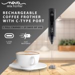 Nova Rechargeable Milk Frother & Coffee Whisker with Dual Spring Tech | 1 Year Replacement Warranty | Free Coffee Frothing Recipe Book - Image 2