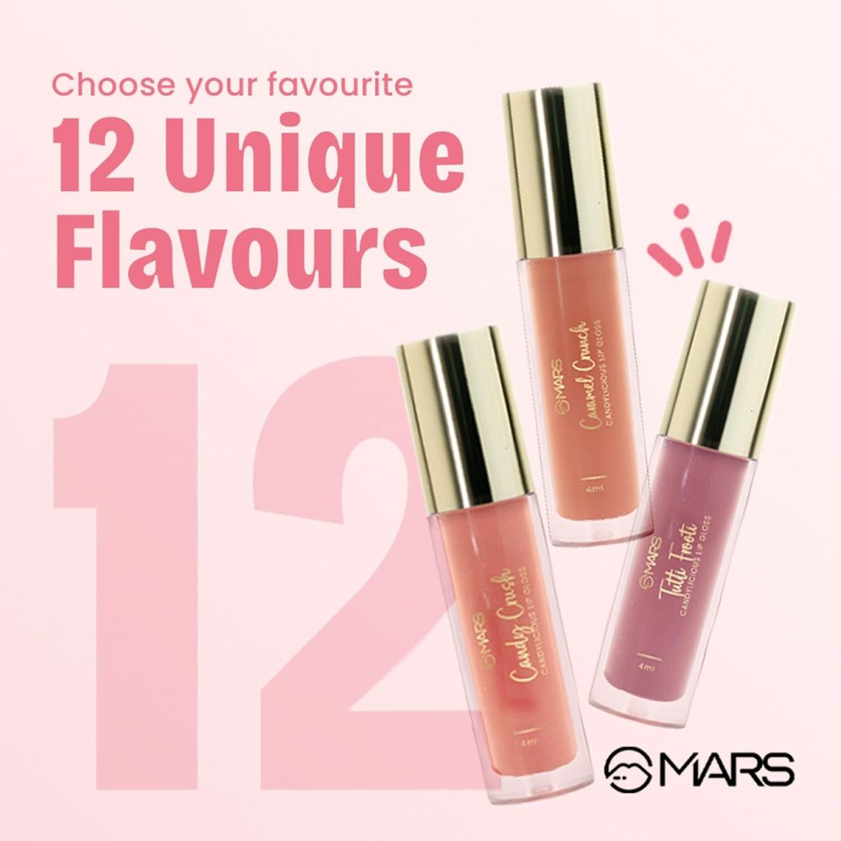 MARS Candylicious Sheer Lip Gloss for Women | Hydrating & High Shine | Lightweight | Non-Sticky | Enriched with Vitamin-E, Hyaluronic Acid & Avocado Ester (4.0ml) (11-TOFFEE TWIRL) - Image 6
