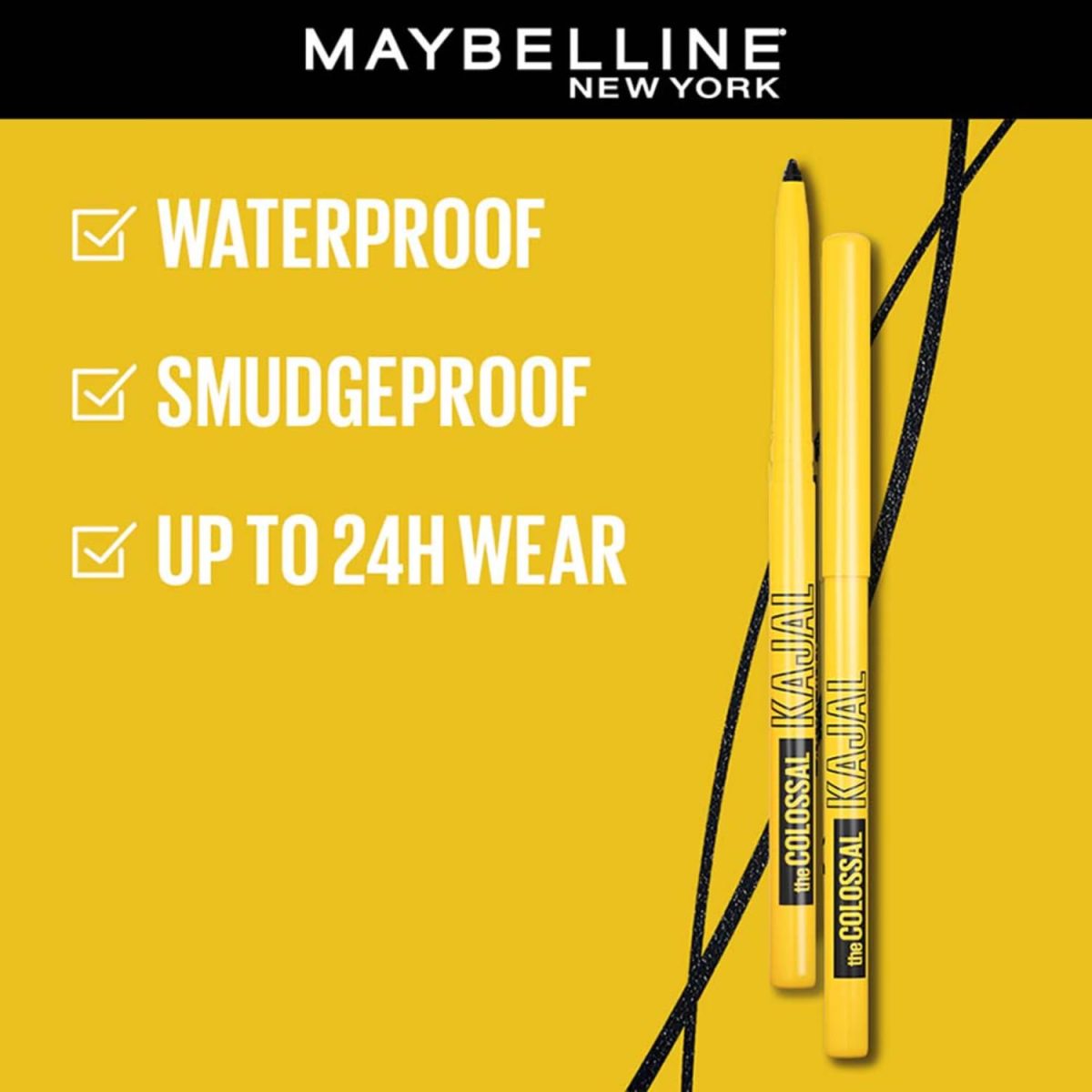 Maybelline New York Colossal Kajal, Intense Colour, Waterproof, Long lasting 24Hrs Stay, Black, 0.35g - Image 5