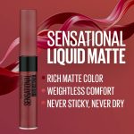 Maybelline New York Lipstick, Matte Finish, Non-Sticky and Non-Drying, Sensational Liquid Matte, 21 Nude Nuance, 7ml - Image 3