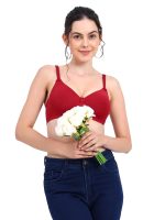 RACOS Women's Wire Free Seamless Full Coverage T-Shirt Bra | Push Up Lightly Padded Bra with Wide Straps in Black/Maroon/Skin Color for Everday Use - Image 5