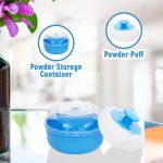 Mee Mee Soft Feel Powder Puff with Box Holder Container for New Born and Kids | Gentle Touch for Your Little One's Skin | BPA-Free | Talcum Powder Container | Portable Baby Grooming Puff Case (Blue) - Image 2