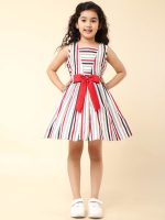 A.T.U.N. (ALL THINGS UBER NICE) Girls Striped Knee Length Fit and Flare Dress | Sleeveless Party and Special Occasion Dress for Kids - Image 2