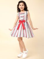 A.T.U.N. (ALL THINGS UBER NICE) Girls Striped Knee Length Fit and Flare Dress | Sleeveless Party and Special Occasion Dress for Kids - Image 4