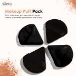 Gleva 2 Pcs Powder Puff Soft Face Makeup Sponge, Loose powder Foundation Blending Sponges Set, Beauty Blender, Contouring, Wedge Triangle Shape Wet & Dry Tool Washable Reusable(Black) - Image 2