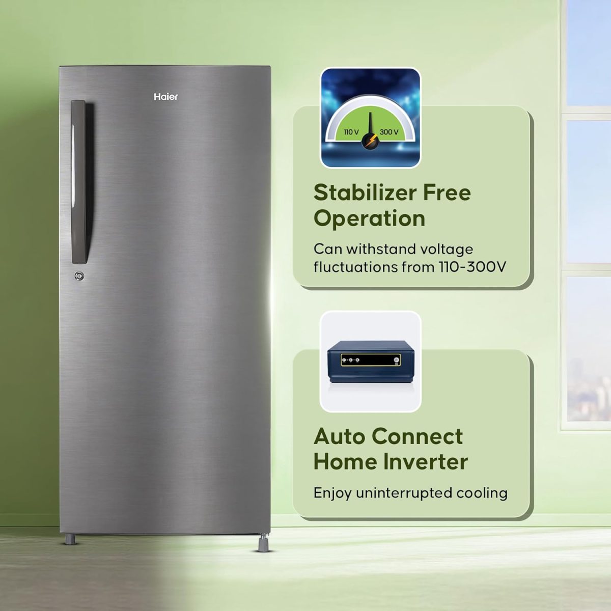 Haier 190 L, 4 Star, Direct Cool Single Door Refrigerator (HED-204DS-P, Dazzle Steel) - Image 3