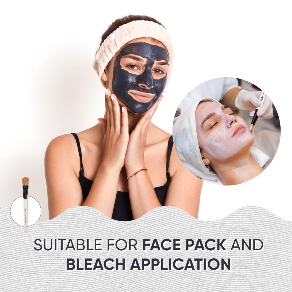 Vega Bristle Face Pack Brush - White, 1 Piece, (HV-27) - Image 7