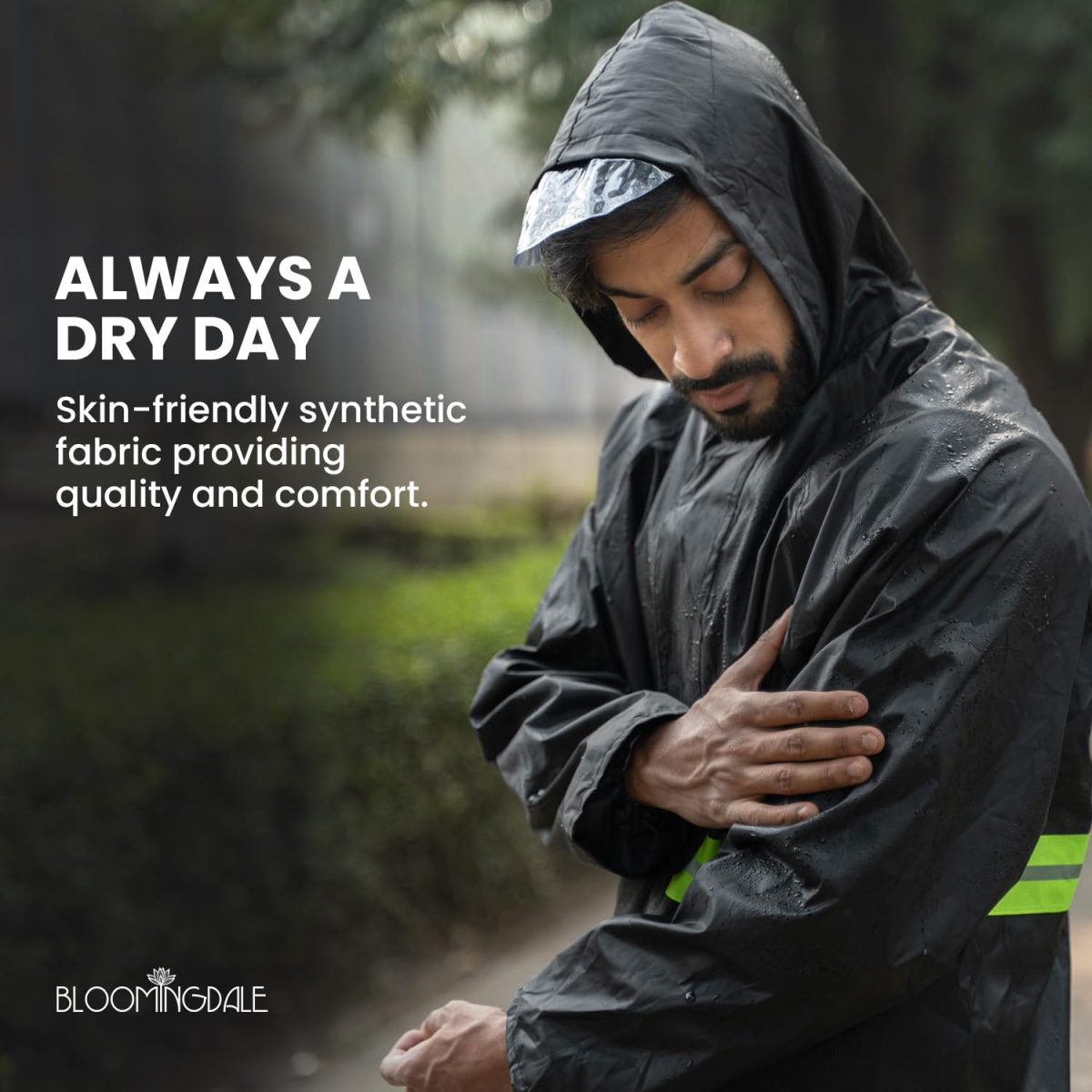Bloomingdale Rain Coat for Men & Women Waterproof Bike Raincoat for Men with Pant Set Reflective Raincoat for Women, Boys & Girls Adjustable Top and Bottom Rain Coat for Women with Bag - Black - Image 6