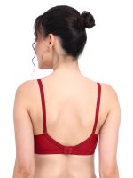 RACOS Women's Wire Free Seamless Full Coverage T-Shirt Bra | Push Up Lightly Padded Bra with Wide Straps in Black/Maroon/Skin Color for Everday Use - Image 7