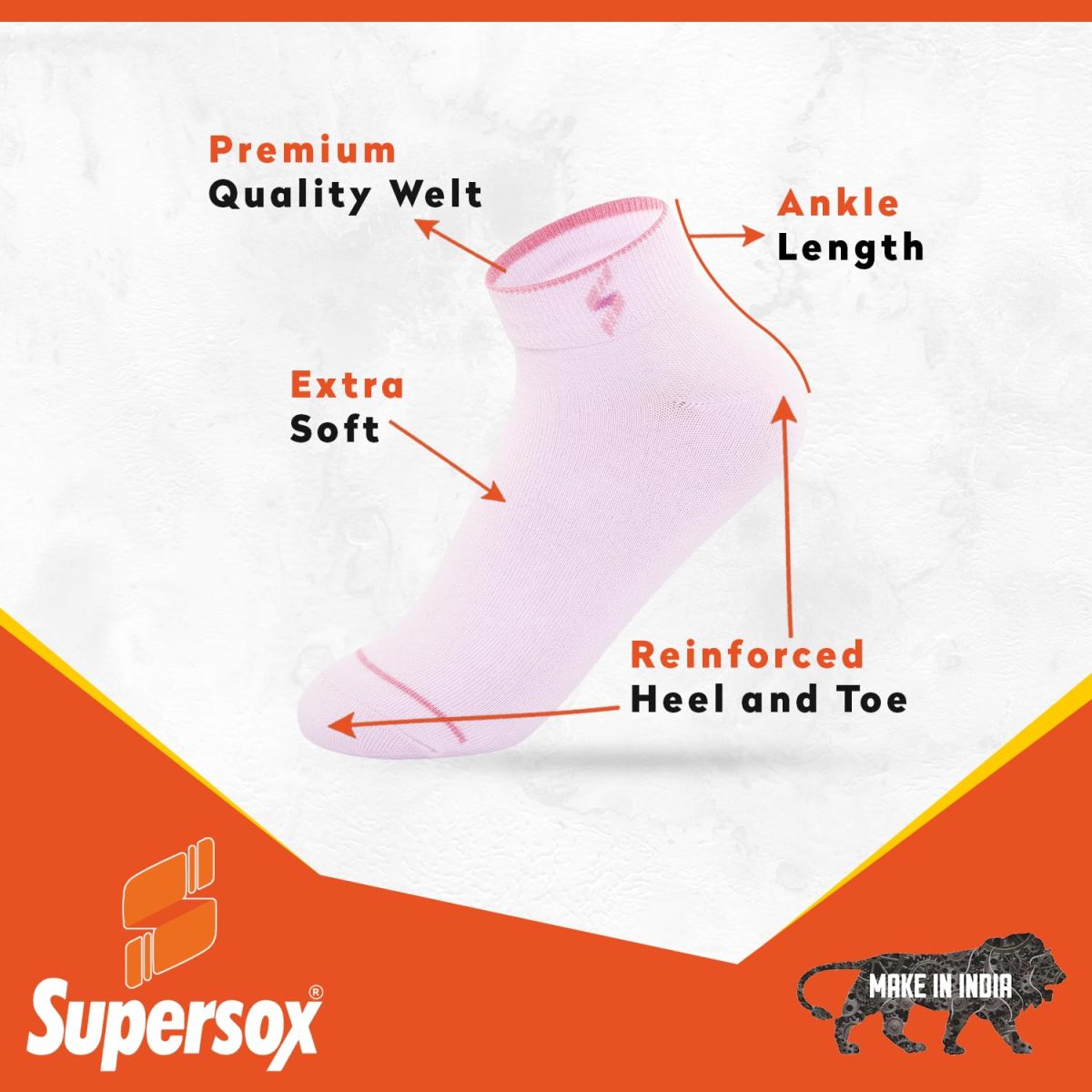 Supersox Ankle Socks For Women Made With Premium Cotton. Solid Design, Anti Odour & Anti Bacterial, Ideal For Daily Casual Wear/Gym/Office - Pack Of 5, Free Size (Pastels, Ankle Length, Multicolor) - Image 3