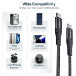 Ambrane Unbreakable 60W Fast Charging 1.5M Braided Type C to Type C Cable for Smartphones, Tablets, Laptops & Other Type C Devices, PD Technology, 480Mbps Data Sync (RCTT15, Black) - Image 4