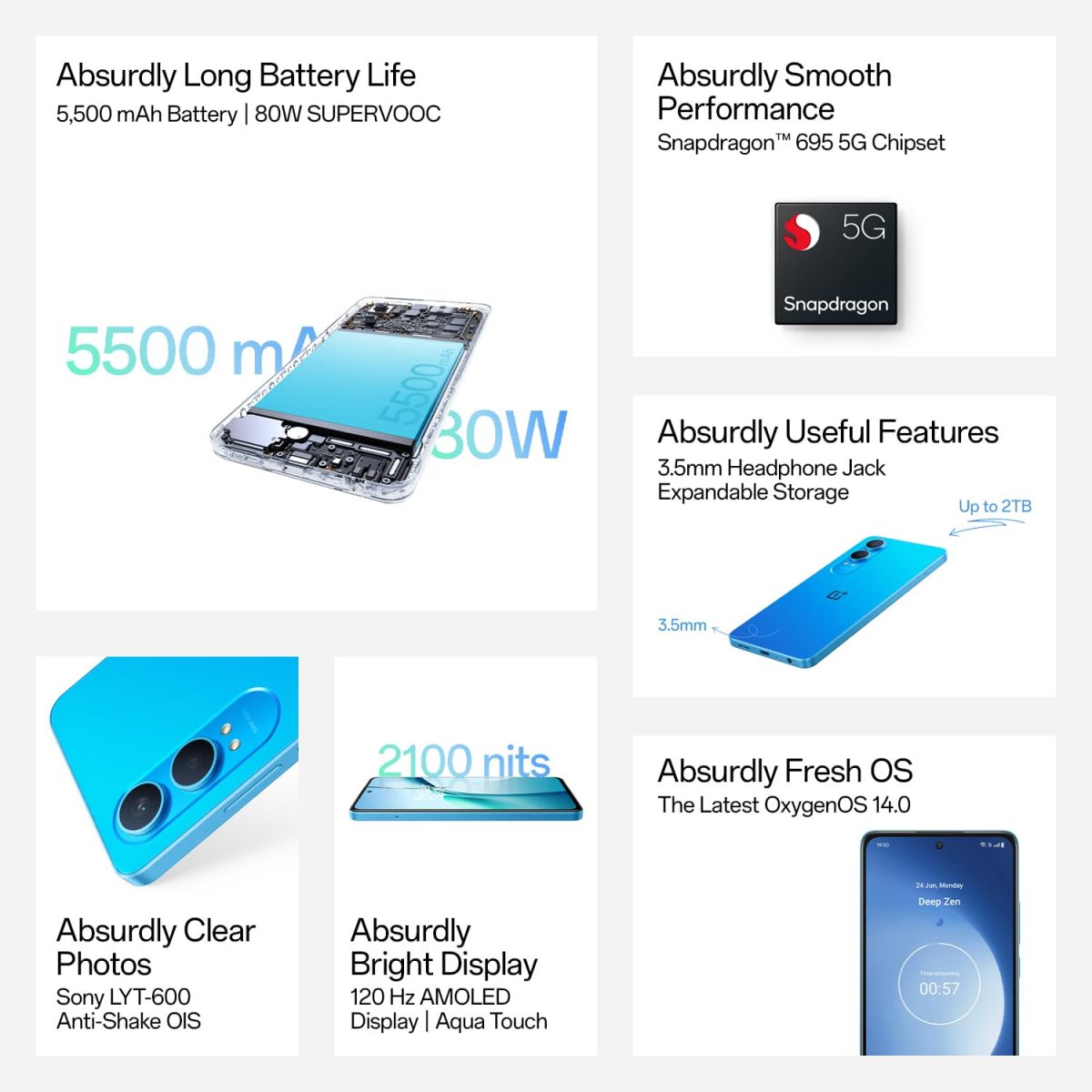 OnePlus Nord CE4 Lite 5G (Super Silver, 8GB RAM, 128GB Storage) | Lifetime Display Warranty | 5500 mAh Battery, 80W SUPERVOOC and Reverse Charging | 50MP Camera with OIS | 120Hz AMOLED Display - Image 3