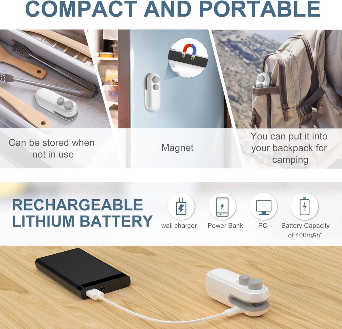 Wazdorf Sealing Clip - Portable Mini Sealing Machine Handheld Packet Sealer for Food, Snacks, Chips, Fresh Storage, Plastic Bag Sealing Machine - Image 8
