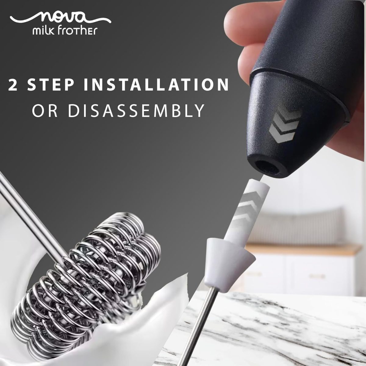 Nova Rechargeable Milk Frother & Coffee Whisker with Dual Spring Tech | 1 Year Replacement Warranty | Free Coffee Frothing Recipe Book - Image 4
