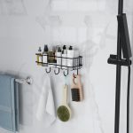 Plantex Bathroom Organizer Without Drill/GI Steel Self Adhesive Bathroom Shelf for Wall with Magic Stickers - Pack of 1 (Black, CED Powder Coated) - Image 3