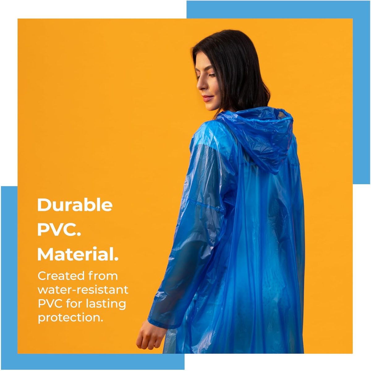 Lifelong Waterproof Unisex Raincoat | Hooded Full Sleeves Outdoor Poncho for Men, Women, Boys & Girls | Durable PVC Rainwear for Camping, Hiking, Travelling | Adjustable Drawstring | Sky Blue (1 Pc) - Image 2