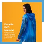 Lifelong Waterproof Unisex Raincoat | Hooded Full Sleeves Outdoor Poncho for Men, Women, Boys & Girls | Durable PVC Rainwear for Camping, Hiking, Travelling | Adjustable Drawstring | Sky Blue (1 Pc) - Image 2