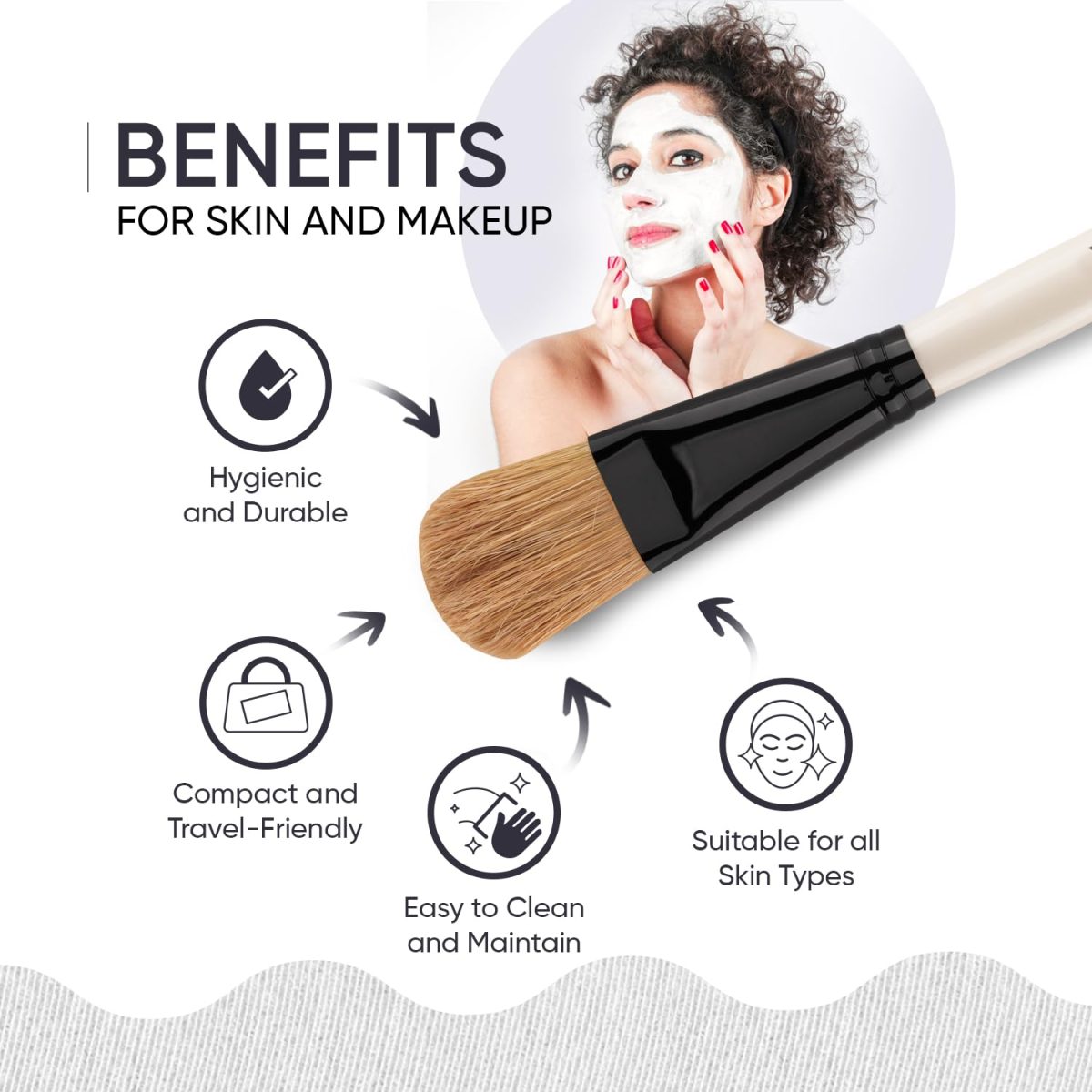 Vega Bristle Face Pack Brush - White, 1 Piece, (HV-27) - Image 3