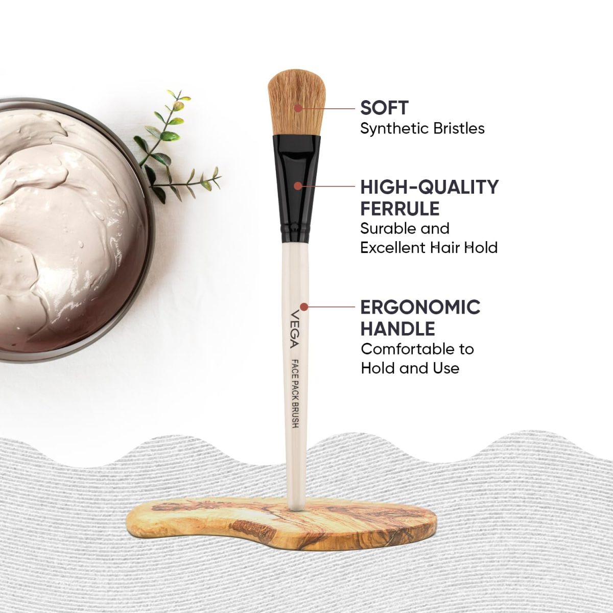 Vega Bristle Face Pack Brush - White, 1 Piece, (HV-27) - Image 5