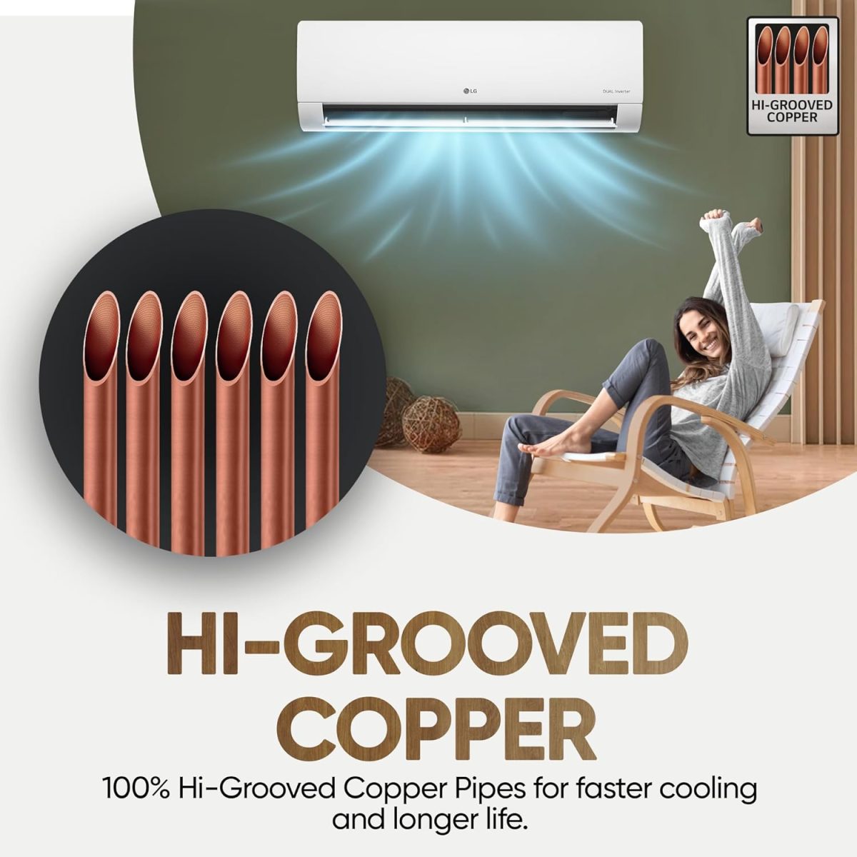 LG 1.5 Ton 5 Star DUAL Inverter Split AC (Copper, AI Convertible 6-in-1, VIRAAT Mode, Faster Cooling & Energy Saving, 4 Way Swing, HD Filter with Anti-Virus Protection, US-Q19YNZE, White) - Image 11