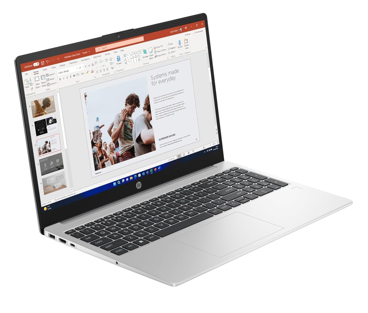 HP 255 Notebook, AMD Athlon Silver 7120U,8GB DDR4, 256GB SSD, 15.6-inch(39.6cm),Anti-Glare, HD Laptop, Radeon Graphics, (Win 11, Silver,1.52kg) G10 - Image 2