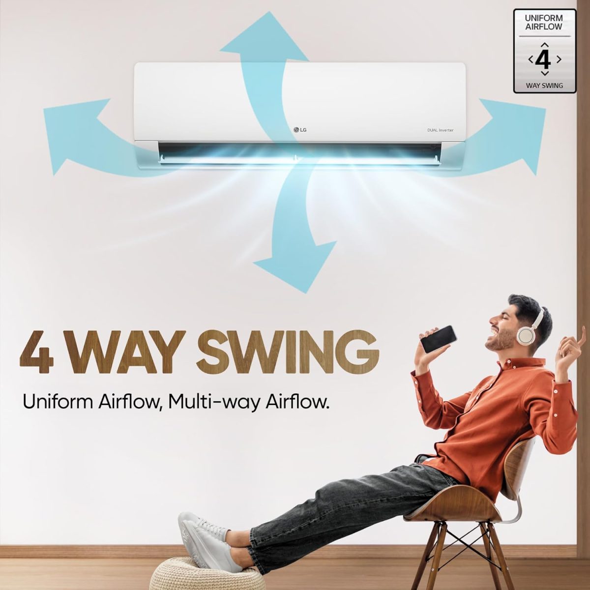 LG 1.5 Ton 5 Star DUAL Inverter Split AC (Copper, AI Convertible 6-in-1, VIRAAT Mode, Faster Cooling & Energy Saving, 4 Way Swing, HD Filter with Anti-Virus Protection, US-Q19YNZE, White) - Image 14
