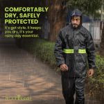 Bloomingdale Rain Coat for Men & Women Waterproof Bike Raincoat for Men with Pant Set Reflective Raincoat for Women, Boys & Girls Adjustable Top and Bottom Rain Coat for Women with Bag - Black - Image 2