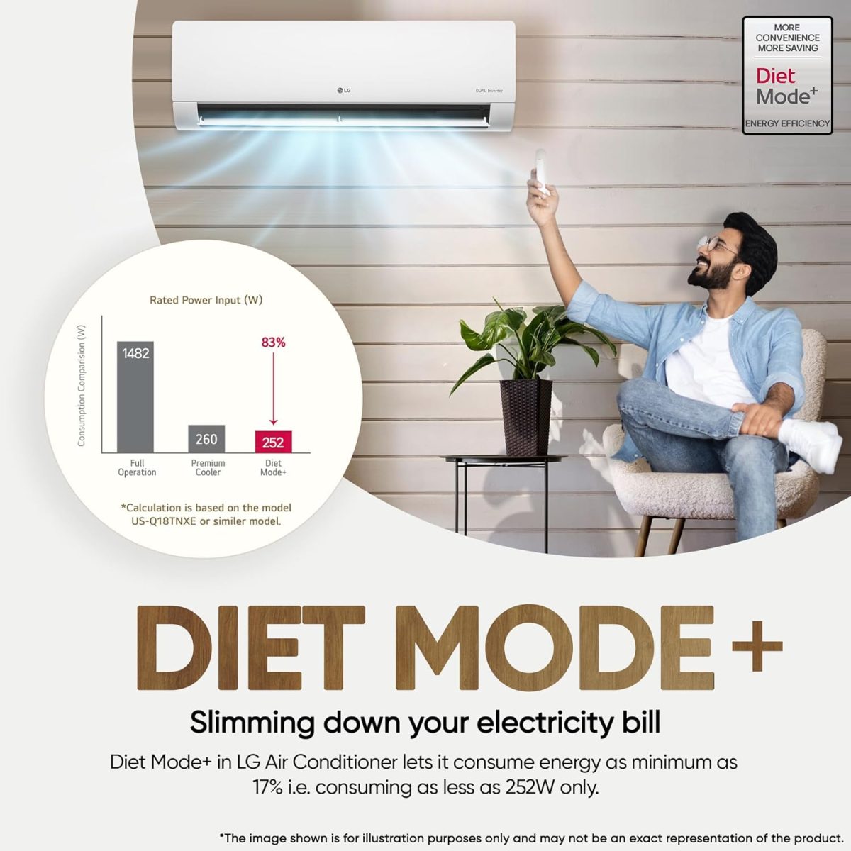 LG 1.5 Ton 3 Star DUAL Inverter Split AC (Copper, AI Convertible 6-in-1, VIRAAT Mode, Diet Mode+, Faster Cooling & Energy Saving, HD Filter with Anti-Virus Protection, US-Q18JNXE, White) - Image 9