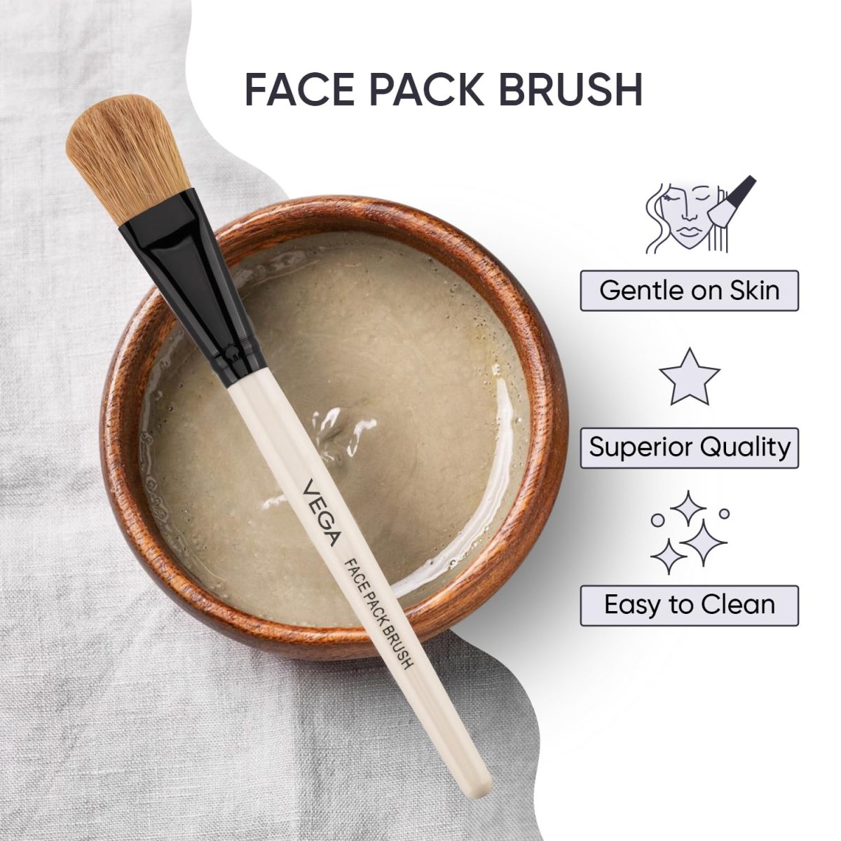 Vega Bristle Face Pack Brush - White, 1 Piece, (HV-27) - Image 2
