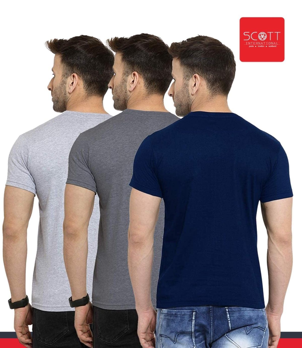 Scott International T Shirt For Men | Plain Round Neck T Shirt | T-Shirt | Cotton Tshirt For Men | Men's T-Shirt | Tshirt For Men Stylish | T-Shirts For Men Regular Fit - Image 3