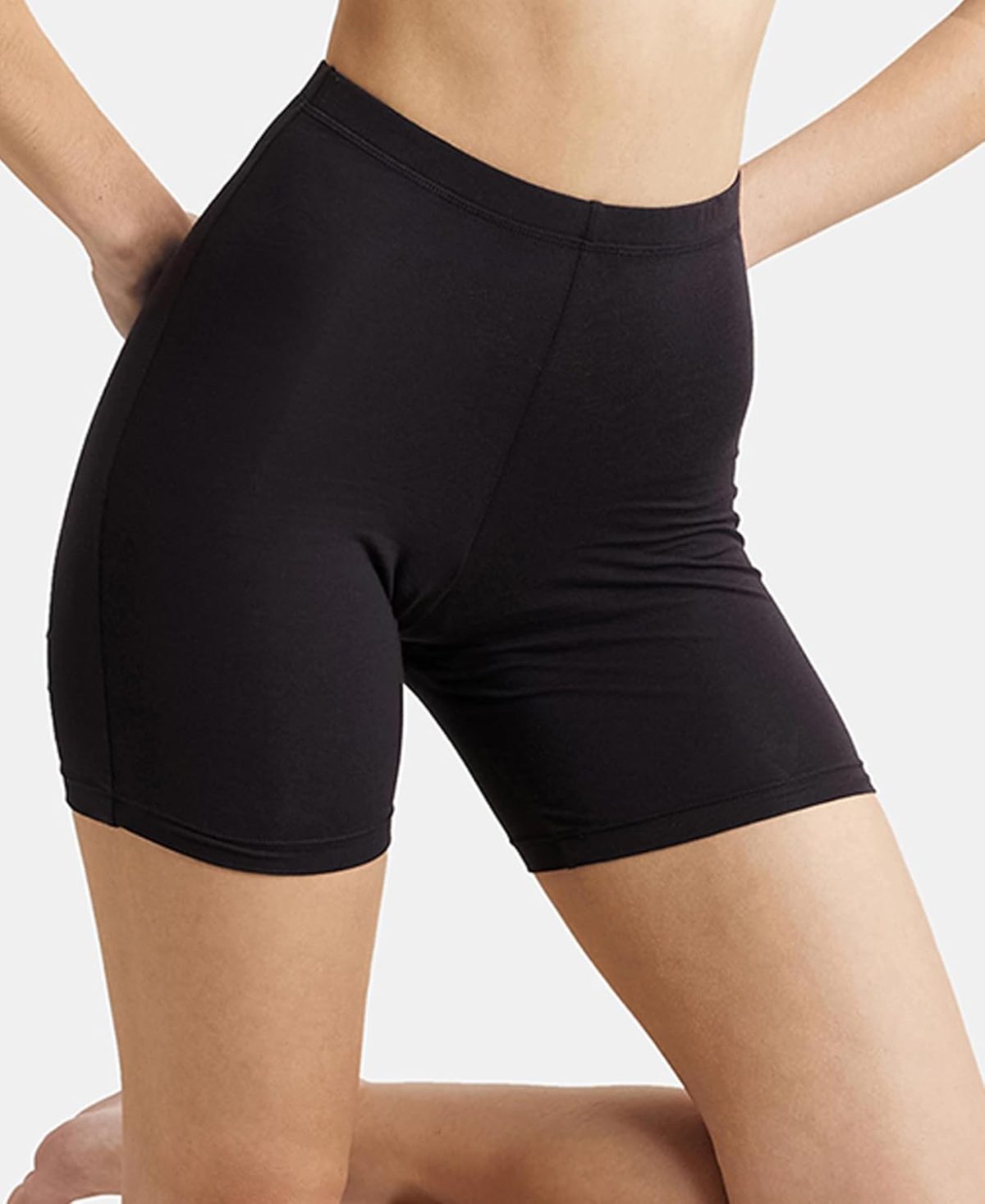 Jockey 1529 Women's High Coverage Super Combed Cotton Elastane Stretch Mid Waist Shorties with Concealed Waistband - Image 5