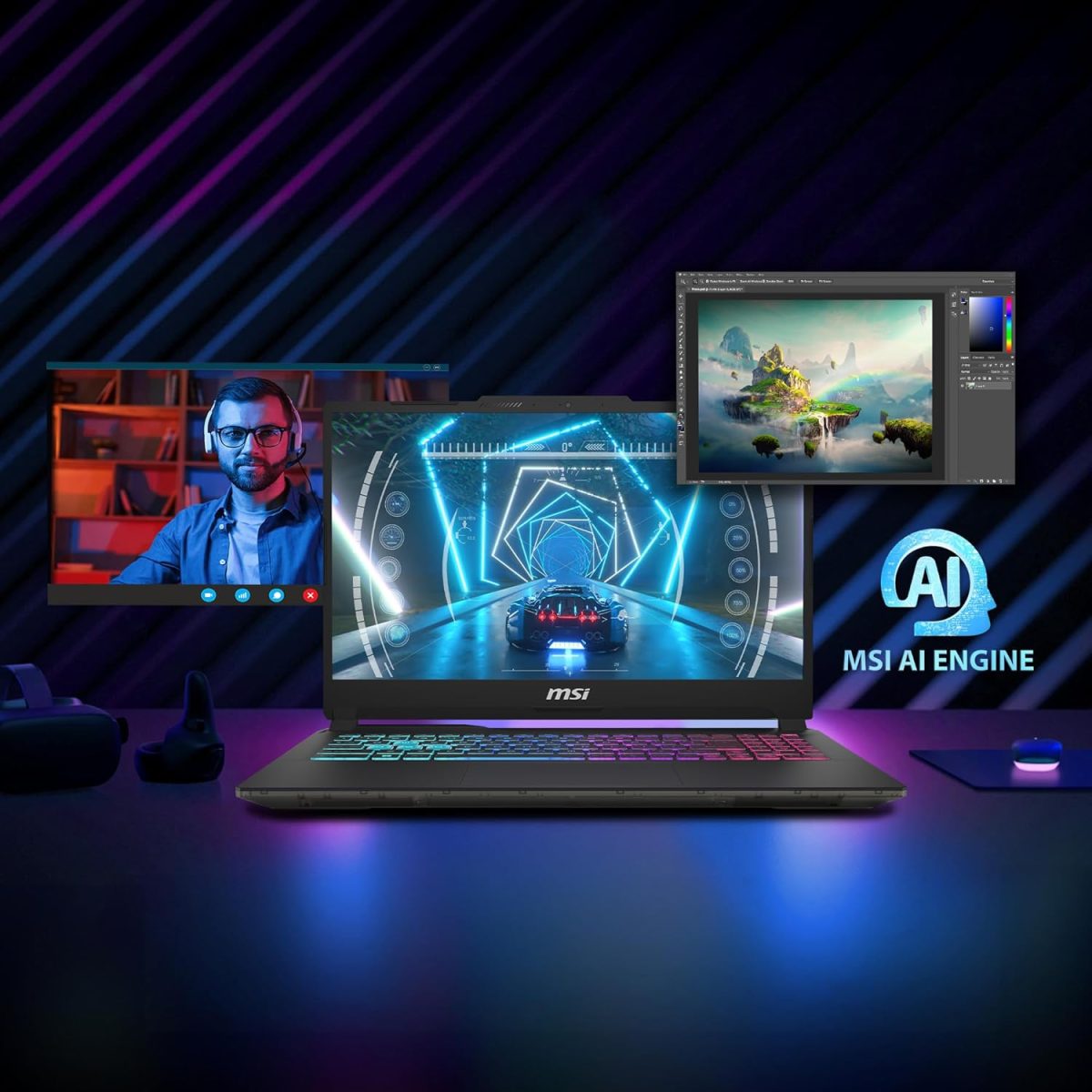 Cyborg 15 AI, Intel Core Ultra 7 155H,Built-in AI, 40CM Gaming Laptop(16GB/1TB NVMe SSD/Windows 11 Home/NVIDIA GeForce RTX 4060, GDDR6 8GB/Translucent Black/1.9Kg), A1VFK-049IN - Image 6