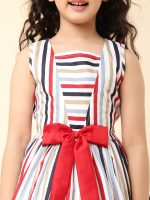 A.T.U.N. (ALL THINGS UBER NICE) Girls Striped Knee Length Fit and Flare Dress | Sleeveless Party and Special Occasion Dress for Kids - Image 6