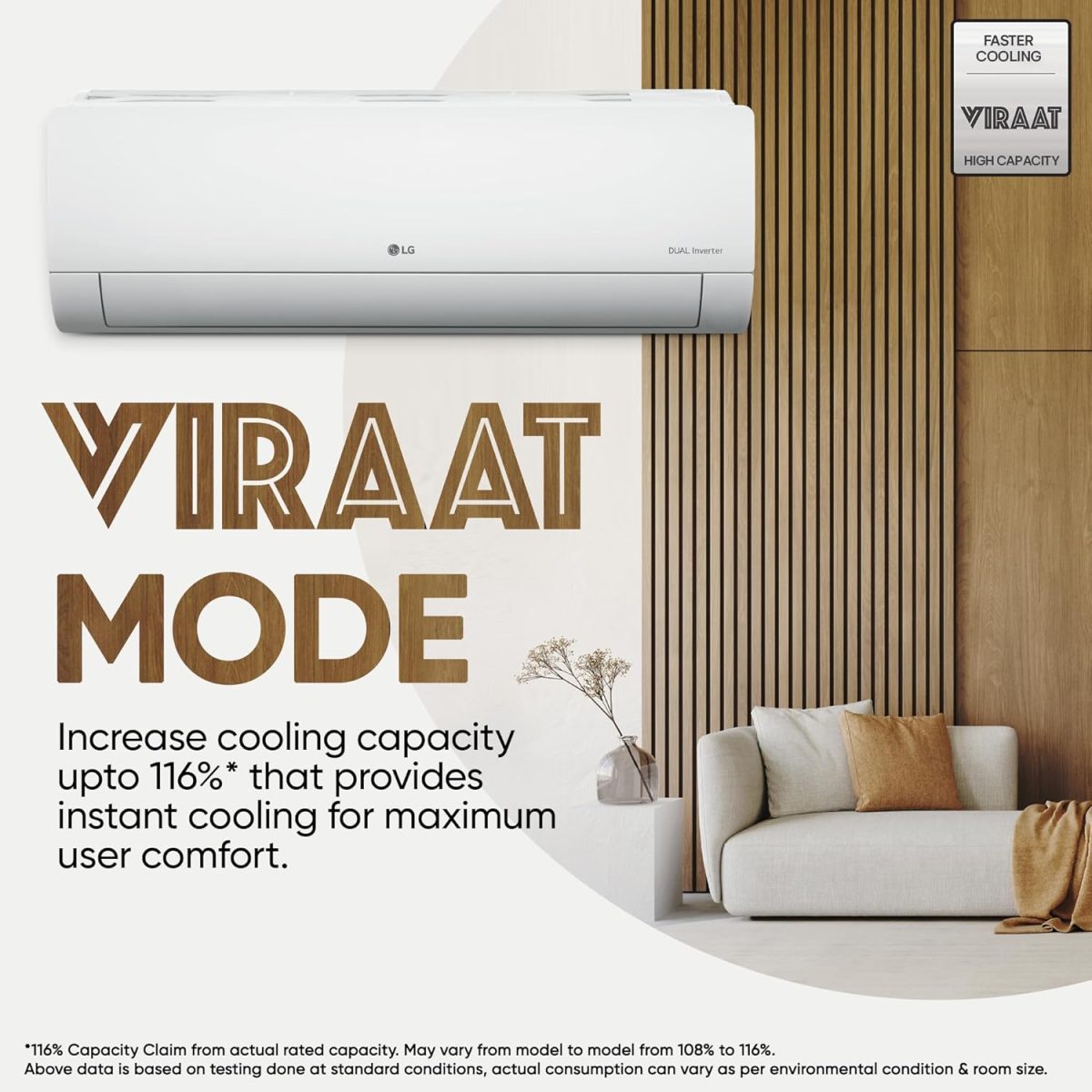 LG 1.5 Ton 5 Star DUAL Inverter Split AC (Copper, AI Convertible 6-in-1, VIRAAT Mode, Faster Cooling & Energy Saving, 4 Way Swing, HD Filter with Anti-Virus Protection, US-Q19YNZE, White) - Image 8