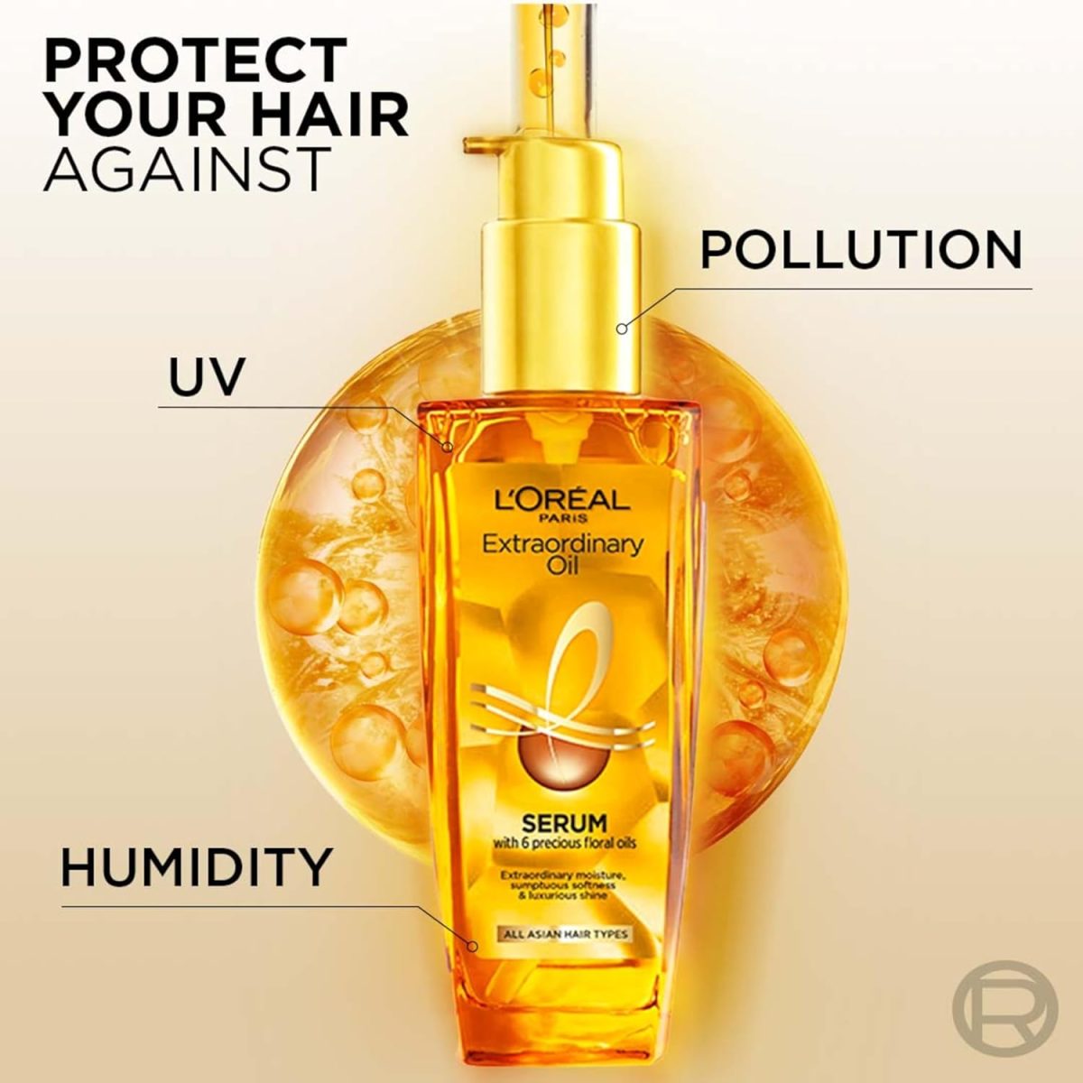 L'Oreal Paris Serum, Protection and Shine, For Dry, Flyaway & Frizzy Hair, With 6 Rare Flower Oils, Extraordinary Oil, 100ml - Image 7