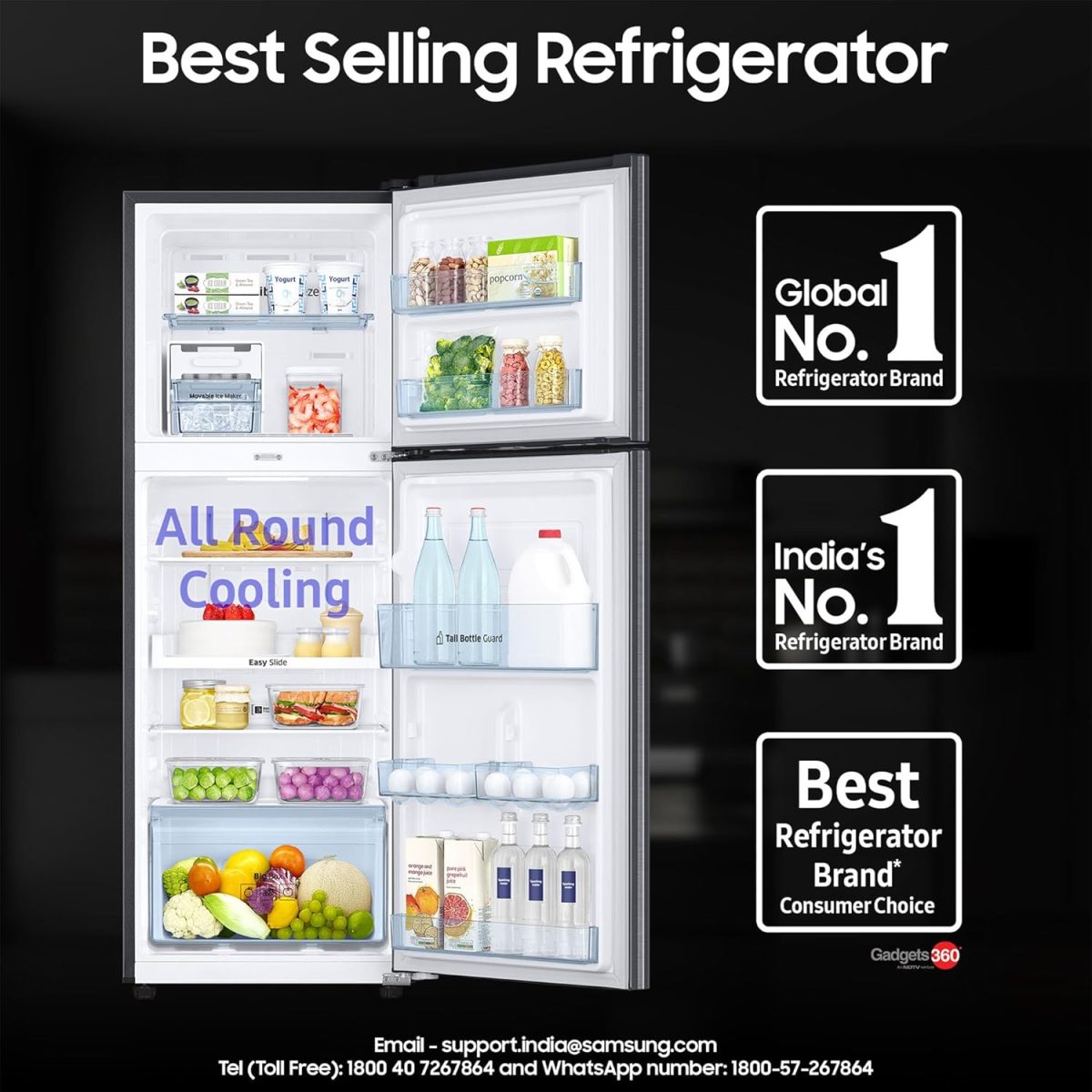 Samsung 236 L, 3 Star, Convertible, Digital Inverter with Display Frost Free Double Door Refrigerator (RT28C3733S8/HL, Silver, Elegant Inox) - Image 4