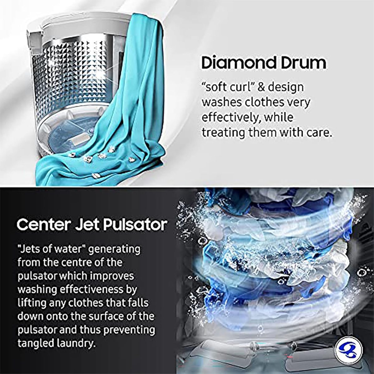 Samsung 7 kg, Fully-Automatic Top Load Washing Machine with Diamond Drum (WA70A4002GS/TL, Imperial Silver) - Image 7