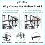 Plantex Bathroom Organizer Without Drill/GI Steel Self Adhesive Bathroom Shelf for Wall with Magic Stickers - Pack of 1 (Black, CED Powder Coated) - Image 6