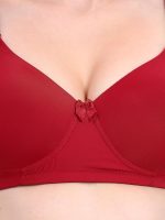 RACOS Women's Wire Free Seamless Full Coverage T-Shirt Bra | Push Up Lightly Padded Bra with Wide Straps in Black/Maroon/Skin Color for Everday Use - Image 6