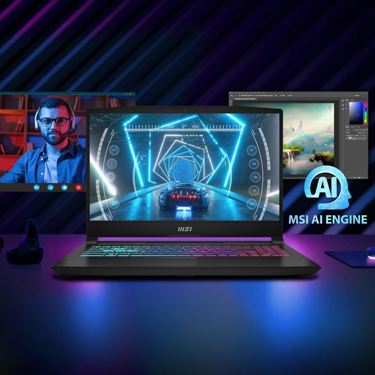 Katana A15 AI, Ryzen 7 8845HS, Built-in AI, 40CM FHD 144Hz Gaming Laptop(16GB/512GB NVMe SSD/Windows 11 Home/NVIDIA GeForce RTX 4050, GDDR6 6GB/Black/2.25Kg), B8VE-418IN - Image 5