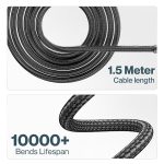Ambrane Unbreakable 60W Fast Charging 1.5M Braided Type C to Type C Cable for Smartphones, Tablets, Laptops & Other Type C Devices, PD Technology, 480Mbps Data Sync (RCTT15, Black) - Image 8