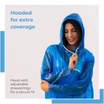 Lifelong Waterproof Unisex Raincoat | Hooded Full Sleeves Outdoor Poncho for Men, Women, Boys & Girls | Durable PVC Rainwear for Camping, Hiking, Travelling | Adjustable Drawstring | Sky Blue (1 Pc) - Image 4