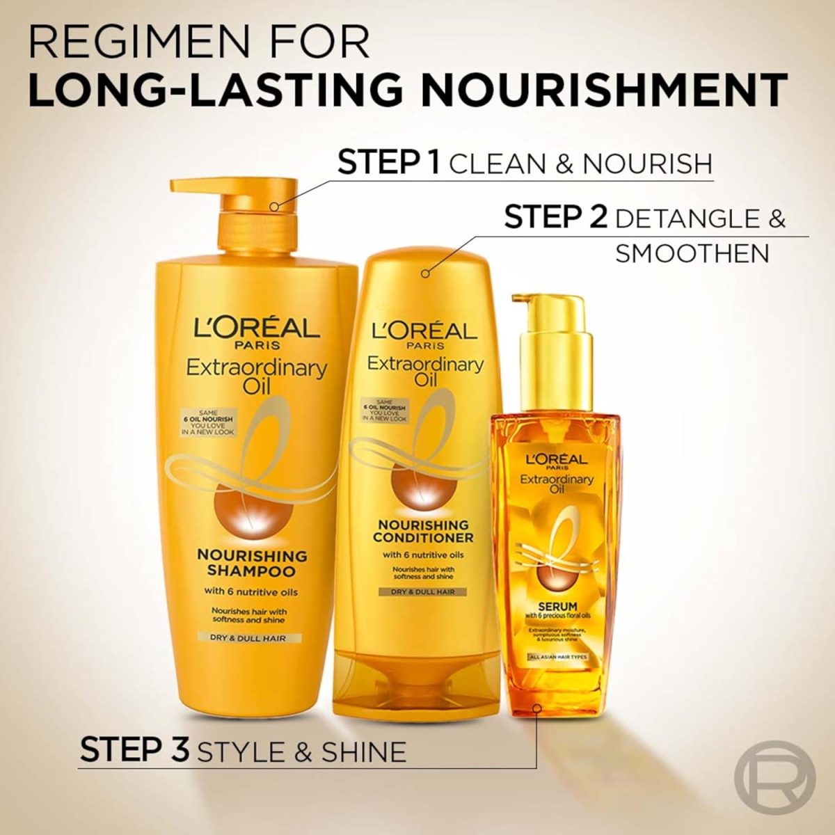 L'Oreal Paris Serum, Protection and Shine, For Dry, Flyaway & Frizzy Hair, With 6 Rare Flower Oils, Extraordinary Oil, 100ml - Image 9