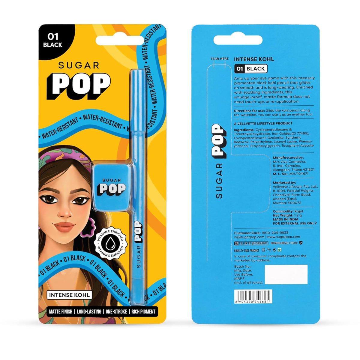 SUGAR POP Intense Kohl | Vitamin E | Smudge-proof | Water-Resistant | 1.2 gms - 01 Black - Image 3