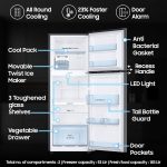 Samsung 236 L, 3 Star, Convertible, Digital Inverter with Display Frost Free Double Door Refrigerator (RT28C3733S8/HL, Silver, Elegant Inox) - Image 3