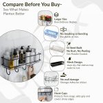 Plantex Bathroom Organizer Without Drill/GI Steel Self Adhesive Bathroom Shelf for Wall with Magic Stickers - Pack of 1 (Black, CED Powder Coated) - Image 4